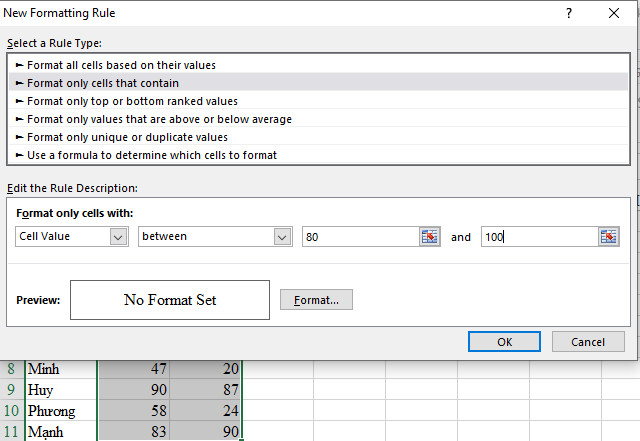 Hướng dẫn thay đổi màu background hoặc màu font dựa trên giá trị ô trong Excel